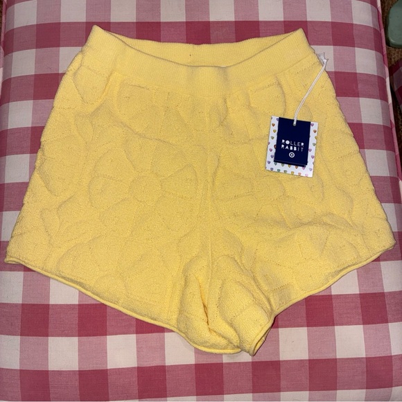 Nwt Roller Rabbit Yellow Women's Shorts Target Terry cloth s small flower pull